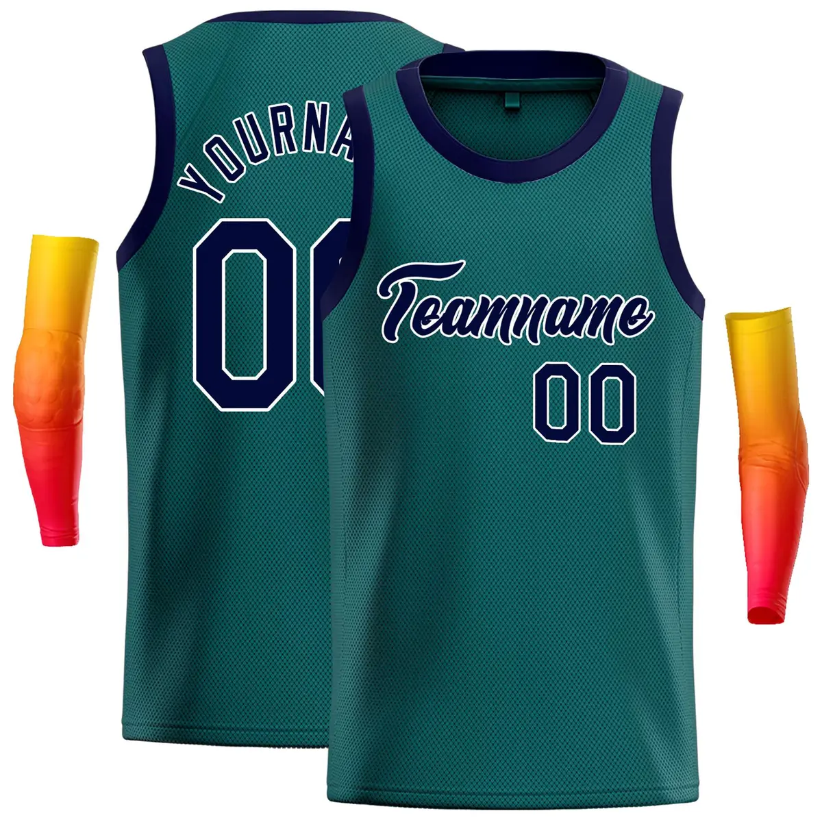 Aqua Navy-White Classic Casual Basketball Jersey