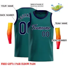 Aqua Navy-White Classic Casual Basketball Jersey 2