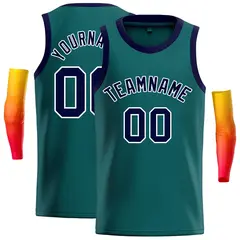 Aqua Navy-White Classic Casual Basketball Jersey 1