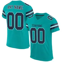 Aqua Navy-White Classic Mesh Authentic Football Jersey 1