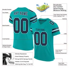 Aqua Navy-White Classic Mesh Authentic Football Jersey 2