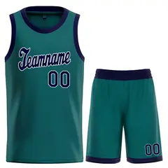 Aqua Navy-White Classic Sets Basketball Uniform Jersey