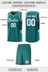 Aqua Navy-White Star Pattern Sports Basketball Jersey 2