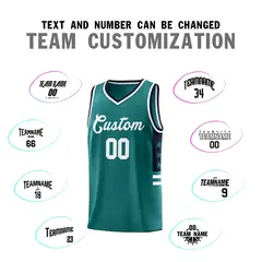 Aqua Navy-White Star Pattern Sports Basketball Jersey 3