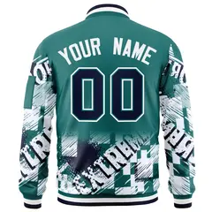 Aqua Navy-White Street Graffiti Varsity Letterman Jacket 4