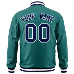 Aqua Navy-White Varsity Full-Zip Letterman Bomber Jacket 4