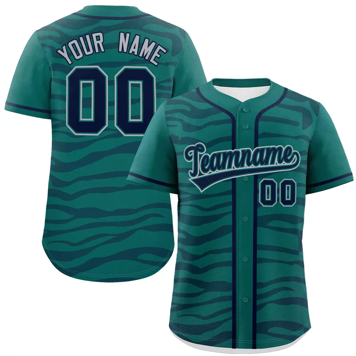 Aqua Navy Zebra Graffiti Authentic Baseball Jersey