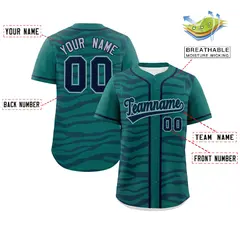 Aqua Navy Zebra Graffiti Authentic Baseball Jersey 2