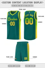Aqua Neon Green-Gold Gradient Basketball Jersey 2
