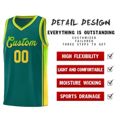 Aqua Neon Green-Gold Gradient Basketball Jersey 5