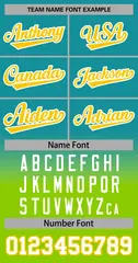 Aqua Neon Green-Gold Gradient Stripe Fashion Baseball Jersey 3