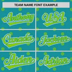 Aqua Neon Green Polka Dot Graffiti Authentic Baseball Jersey 3