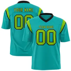 Aqua Neon Green Shoulder Cut Two-Tone Flag Football Jersey