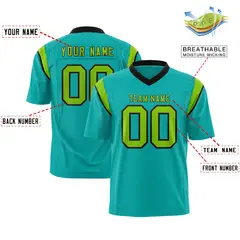 Aqua Neon Green Shoulder Cut Two-Tone Flag Football Jersey 2
