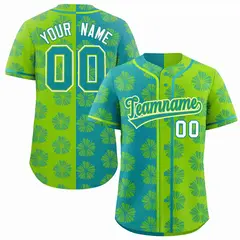 Aqua Neon Green Split Flower Graffiti Baseball Jersey 1