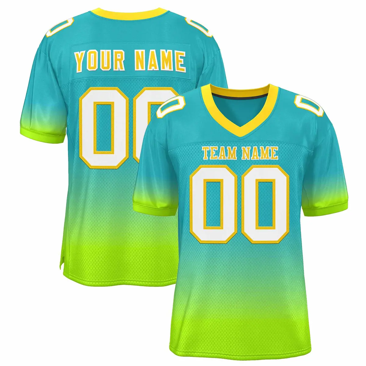 Aqua Neon Green-White Gradient Fashion Team Football Jersey