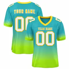 Aqua Neon Green-White Gradient Fashion Team Football Jersey