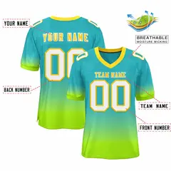 Aqua Neon Green-White Gradient Fashion Team Football Jersey 2