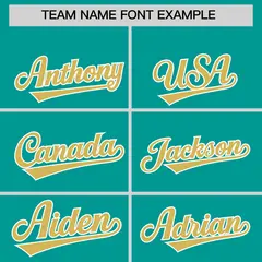 Aqua Old Gold Baroque Style Baseball Jersey 3