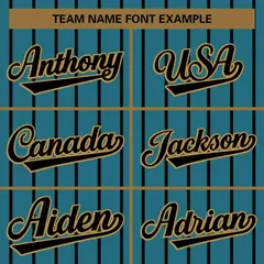 Aqua Old Gold-Black Stripe Full Button Baseball Jersey 3