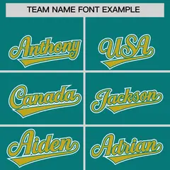 Aqua Old Gold Color Block Authentic Baseball Jersey 3