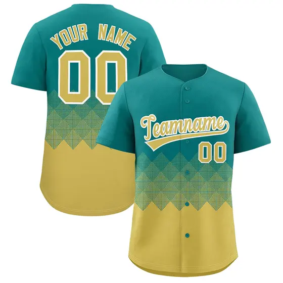 Aqua Old Gold Grid Blur Pattern Baseball Jersey