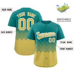 Aqua Old Gold Grid Blur Pattern Baseball Jersey 2