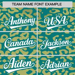 Aqua Old Gold Leopard Print Baseball Jersey 3
