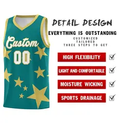Aqua Old Gold Star Graffiti Basketball Jersey Sets 2