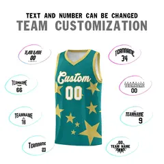 Aqua Old Gold Star Graffiti Basketball Jersey Sets 4