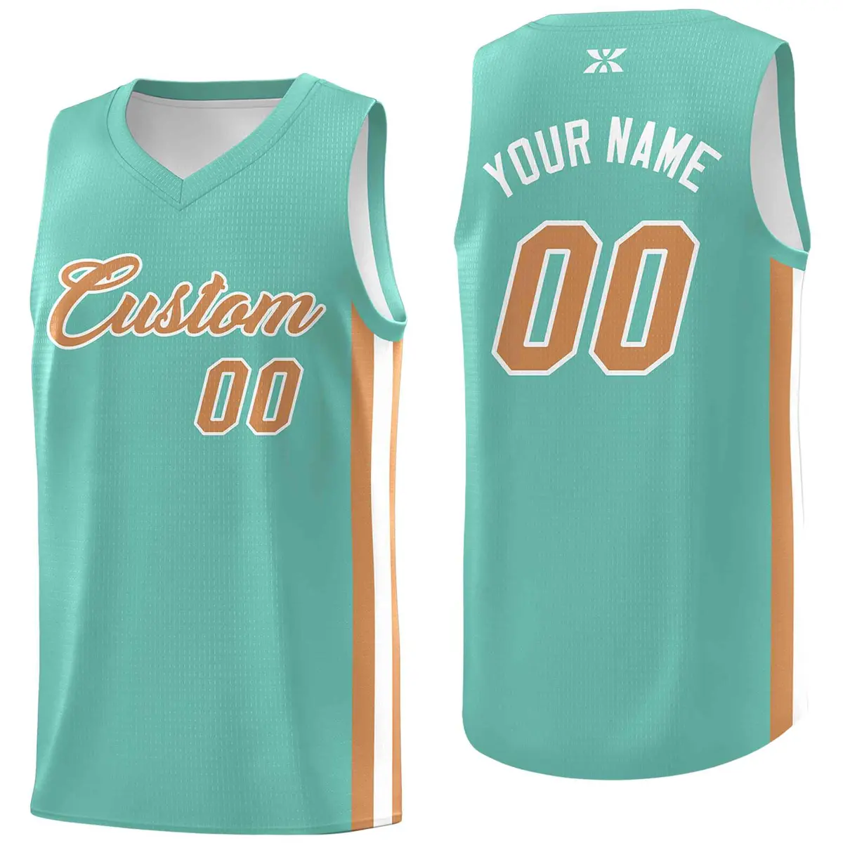 Aqua Old Gold White Classic Mesh Sport Basketball Jersey