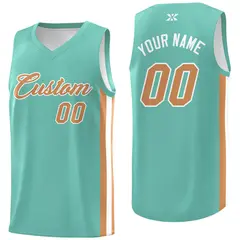Aqua Old Gold White Classic Mesh Sport Basketball Jersey