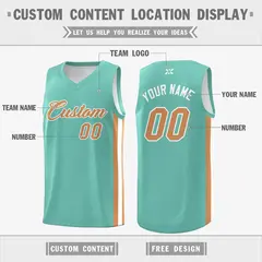 Aqua Old Gold White Classic Mesh Sport Basketball Jersey 2