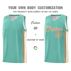 Aqua Old Gold White Classic Mesh Sport Basketball Jersey 3