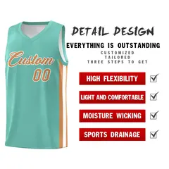 Aqua Old Gold White Classic Mesh Sport Basketball Jersey 4