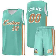 Aqua Old Gold-White Classic Sports Uniform Basketball Jersey