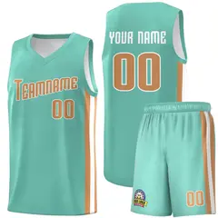 Aqua Old Gold-White Classic Sports Uniform Basketball Jersey