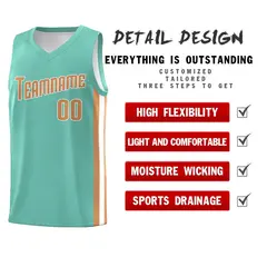 Aqua Old Gold-White Classic Sports Uniform Basketball Jersey 5