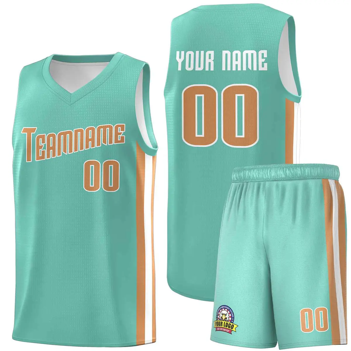 Aqua Old Gold-White Classic Sports Uniform Basketball Jersey