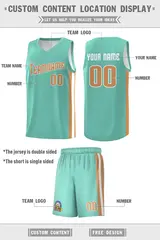 Aqua Old Gold-White Classic Sports Uniform Basketball Jersey 2