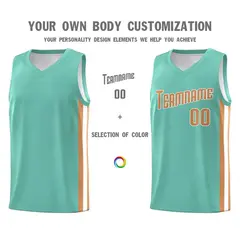 Aqua Old Gold-White Classic Sports Uniform Basketball Jersey 3