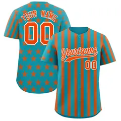 Aqua Orange American Flag Graffiti Baseball Jersey 1