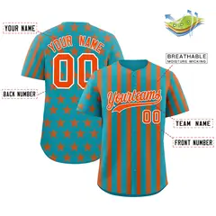 Aqua Orange American Flag Graffiti Baseball Jersey 2