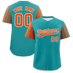 Aqua Orange American Flag Raglan Baseball Jersey 1