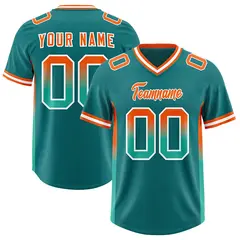 Aqua Orange and Bright Green Gradient Sides Football Jersey 1