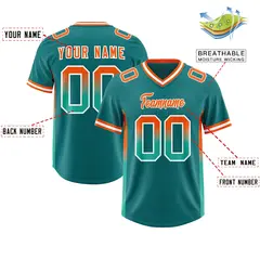 Aqua Orange and Bright Green Gradient Sides Football Jersey 2