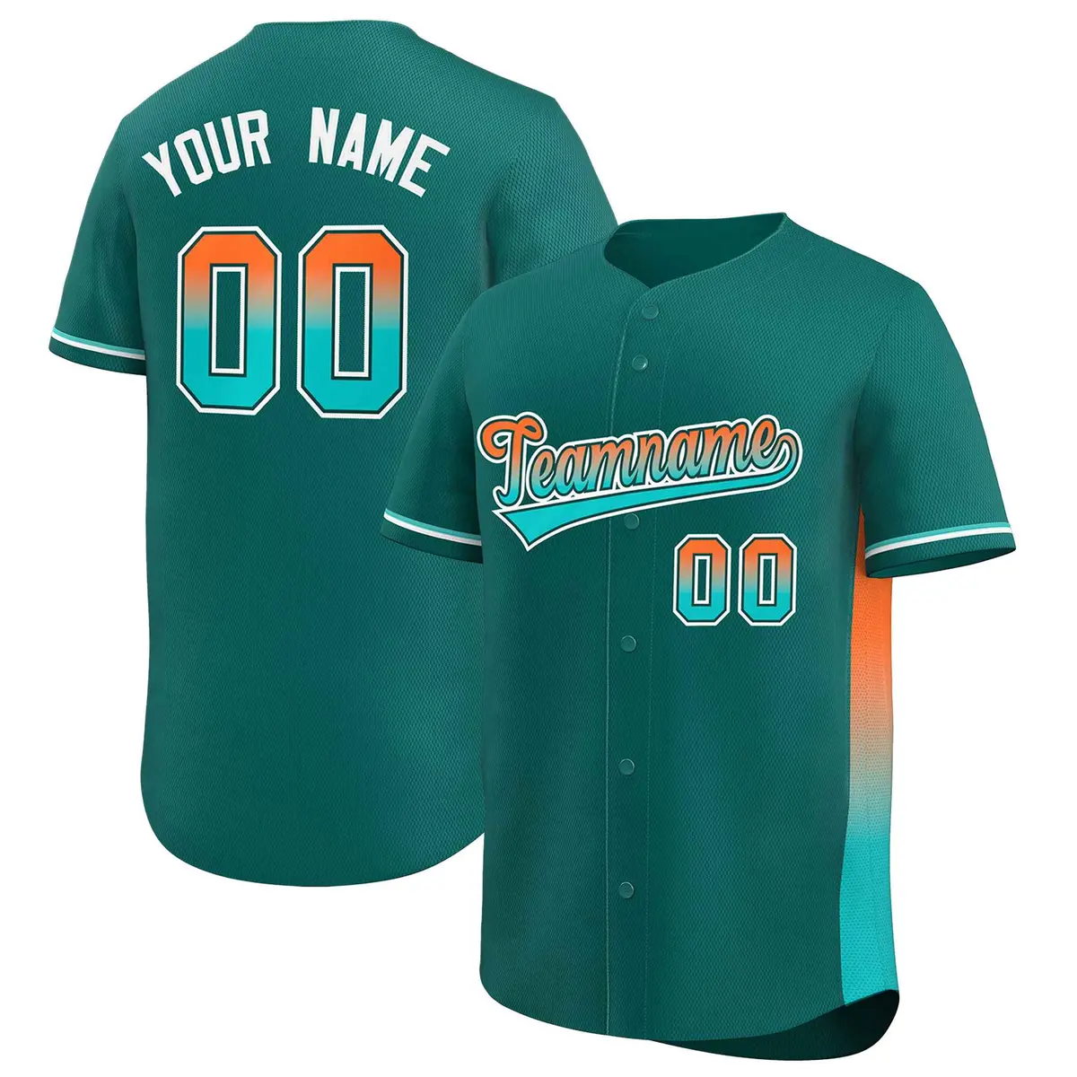 Aqua Orange-Aqua Gradient Side Baseball Jersey