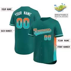 Aqua Orange-Aqua Gradient Side Baseball Jersey 2