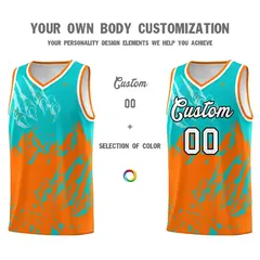 Aqua Orange Beast Pattern Sports Basketball Jersey 3