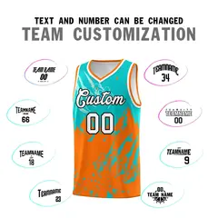 Aqua Orange Beast Pattern Sports Basketball Jersey 4